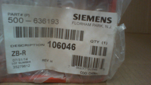 Siemens 500-636193 ZB-R Fire Alarm Back Box - New In Box