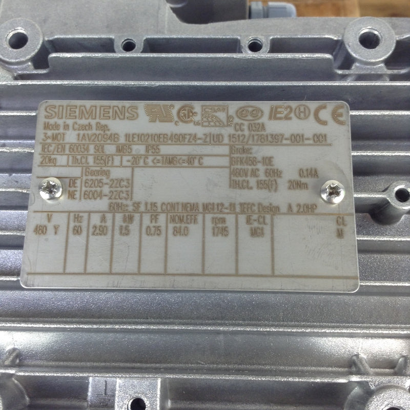 1LE1 021 0EB49 0FZ4 Z Siemens 1LE1021-0EB49-0FZ4-Z 90-4P 1,5kW 480V B5 AL