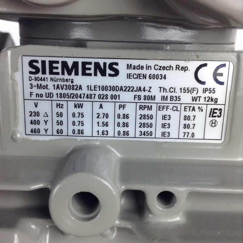 1LE1003-0DA22-2JA4-Z Siemens 80-2P 0,75kW 230/400V B35 AL