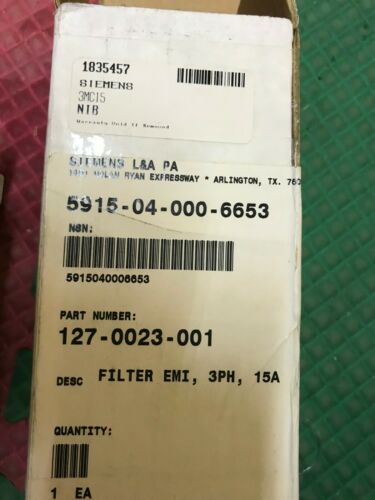 Siemens 127-0023-001 Line Filter EMI, 3PH, 15AMP