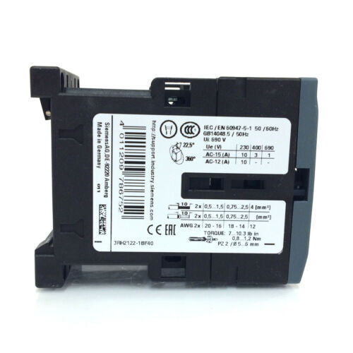Contactor Relay 3RH2122-1BF40 Siemens 110VDC 2NO/2NC 3RH21221BF40