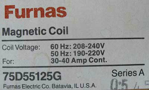 New Siemens Furnas 75D55125G Magnetic Coil 240V 60HZ