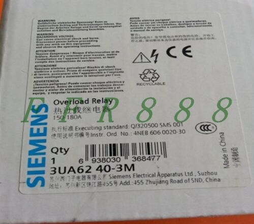 ONE NEW SIEMENS Thermal Overload Relay 3UA6240-3M 150-180A