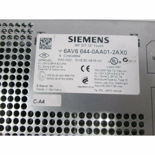 Siemens 6AV6 644-0AA01-2AX0 MP377 Operator Interface