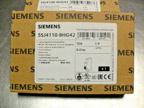 Siemens 5SJ4110-8HG42 CIRCUIT BREAKER 10KA, 1POLE, D, 10A nib