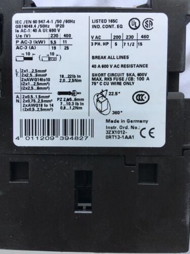 NEW Direct Replacement Siemens 3RT1017 Contactor 3RT1017-1AK61 with 120V Coil