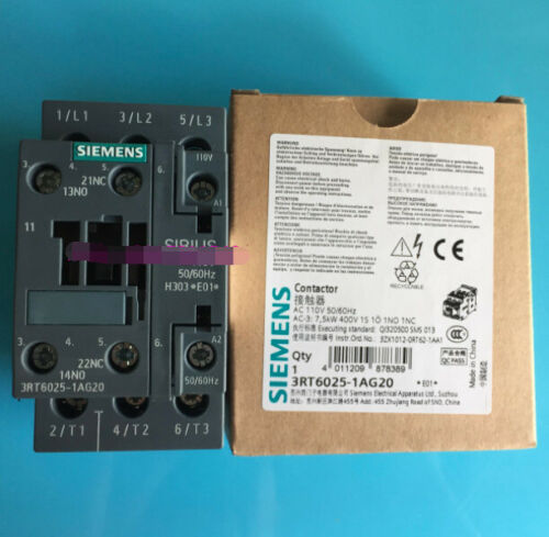 Siemens 3RT6025-1AG20 17A 110V Ac contactor New #YY0