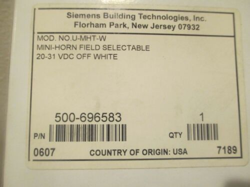 NIB, Siemens U-MHT-W, 20-31 VDC Mini Horn, Off White