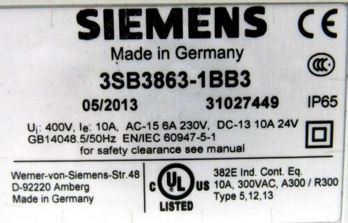 NEW SIEMENS 3SB3-863-1BB3 CONTROL CONSOLE 3SB38631BB3