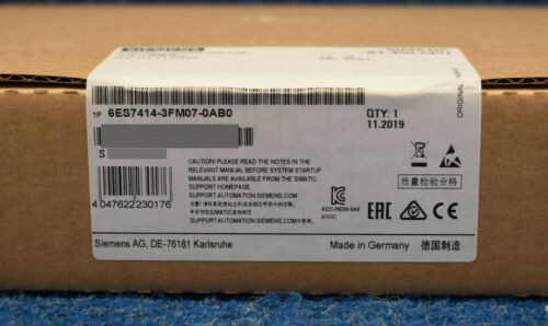 New Sealed Siemens 6ES7 414-3FM07-0AB0 FS: 02 MFG: 2019 SIMATIC S7-400 PROCESS