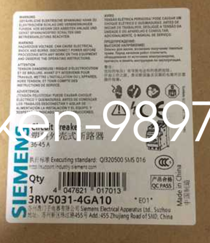 1PC NEW SIEMENS 3RV5031-4GA10 36-45A Motor Protection Circuit Breaker