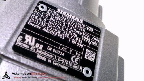SIEMENS 1FT7044-5AK70-1CG1, SYNCHRONOUS SERVO MOTOR, 6000 RPM MIN, NEW #213955