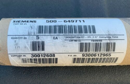 SIEMENS ST-25. 2.5ft Sampling Tube P/N: 500-649711. QTY OF 5 w/ Free Shipping!