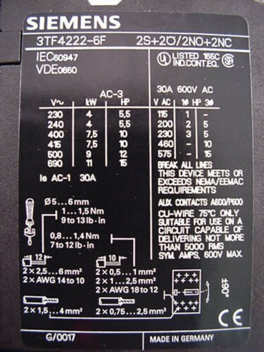 Siemens 3TD42 02-2BA4 Reversing Contactor 3TD4202-2BA4 Ships on the Same Day