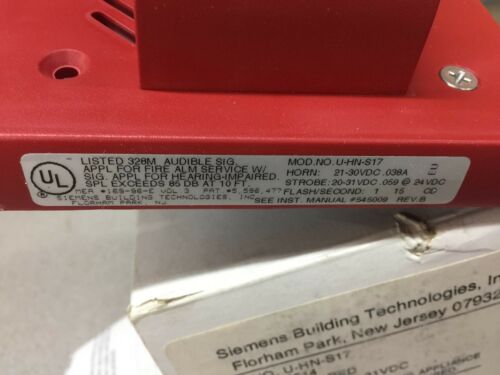 NEW IN BOX SIEMENS HORN/STROBE RED 500-696514