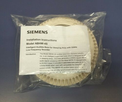 Siemens ABHW-4S Fire Alarm Smoke Detector Audible Sounder Base S54320-F14-A1 NEW
