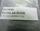 Siemens FUSE6.3A-SLOW - 6.3A 250V 20MM Fuse - Quantity of 1, NEW
