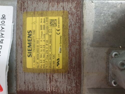 **NEW ** SIEMENS SERVO MOTOR 1FK6 6-POLE MOTOR, 1FK6060-6AF71-1EB2