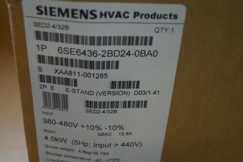 Siemens 6SE6 436-2BD24-0BA0 HVAC SED2-4/32B 6SE6436-2BD24-0BA0 4.0KW