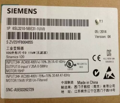 1PCS New SIEMENS Inverter 6SL3210-5BE31-1UV0