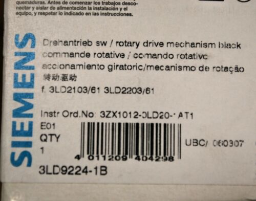 Siemens 3LD9224-1B Rotary Drive Mechanism Black - NEW