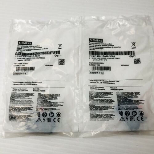 LOT OF 2 SIEMENS 3SU1400-1AA10-3CA0 CONTACT MODULE GB/T14048.5/50Hz /G190627 580