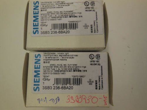 2 NEW SIEMENS 3SB3236-6BA20 PILOT LIGHT 3SB32366BA20