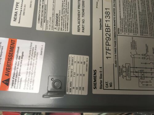 NEW SIEMENS COMBINATION MAGNETIC STARTER , NEW with original box
