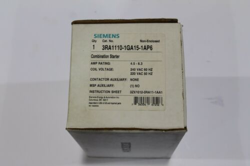 FURNAS/SIEMENS COMBO STARTER 3RA1110-1GA15-1AP6 6.3 Amps 220-240 COIL
