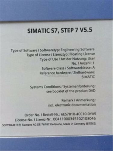 Siemens Plc Programming Software 6ES7 810-4CC10-0YA5 (6ES78104CC100YA5) cy