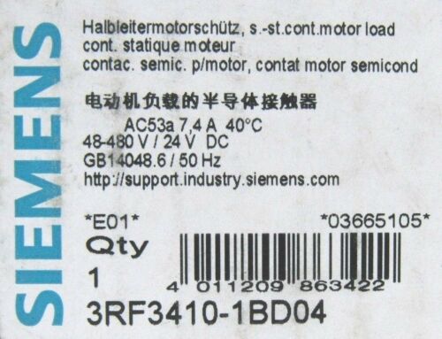 NEW SIEMENS 3RF3410-1BD04 CONTACTOR 3RF34101BD04
