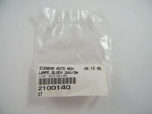 SIEMENS AUT5 LAMP, LAMPE, GLUEH, 24V / 3W, LIGHT BULB 2100140, ST NOS SEALED BAG
