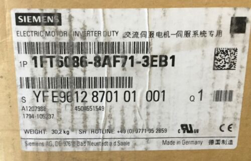 SIEMENS 1FT6086-8AF71-3EB1 SIMOTICS AC SERVO MOTOR 315V 7900 RPM NEW IN BOX