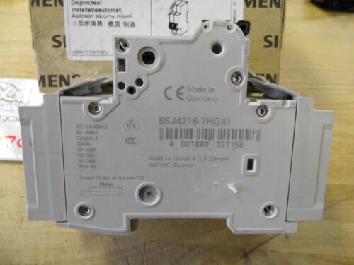 3 SIEMENS 5SJ42167HG41 Miniature Circuit Breakers UL489, 2-POLE, 16A