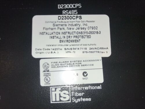 SIEMENS D2300CPS MULTI-MODE FIBER-OPTICS REPEATER. NEW