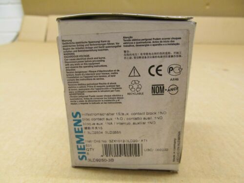 5 NIB SIEMENS 3LD9250-3B 3LD92503B AUXILIARY CONTACT BLOCK AC-15 DC-13 50/60Hz