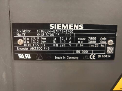 Siemens 1FT6084-8AF71-1FG0 Servo Motor