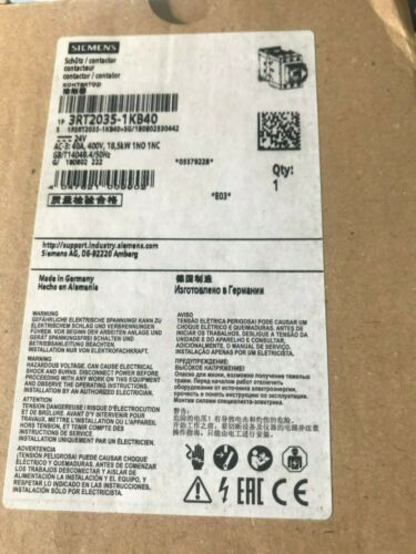 Siemens 3RT2035-1KB40 Contactor 24V 40A 18.5kW 1 N.O. 1 N.C.