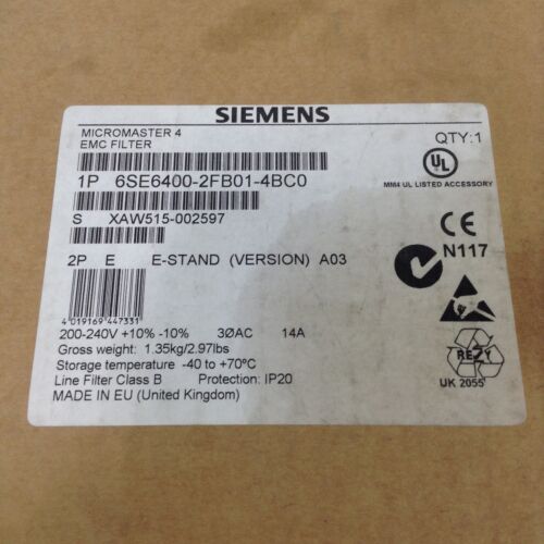 6SE6400-2FB01-4BC0 Siemens Micromaster 4 EMC Filter 6SE64002FB014BC0 6SE6400 2FB