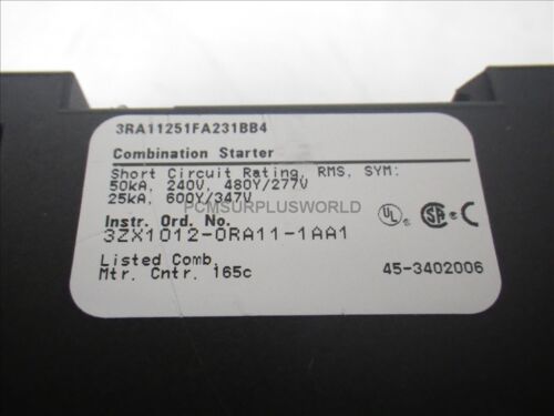 3RA11251FA231BB4 Siemens Combination Starter 35A 600V (New)