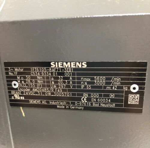 SIEMENS 1FT6105-8AF71-3EB1 SERVO MOTOR NEW