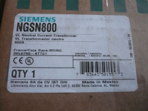 New Siemens NGSN800 VL Neutral Current Transformer