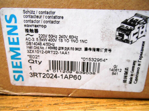 SIEMENS 3RT2024-1AP60 CONTACTOR IEC 220/240VAC