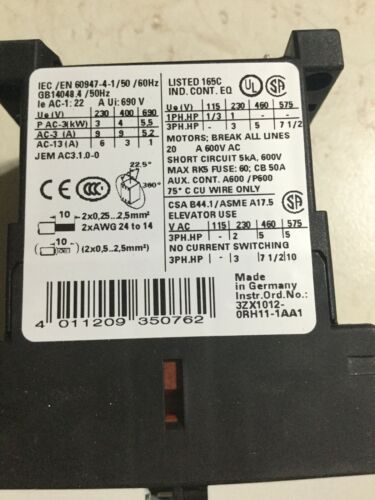 Siemens 3RT10 3 Pole Terminal