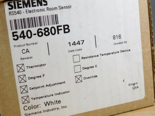 NEW - Siemens 540-680FB RS540 - Electronic Room Sensor