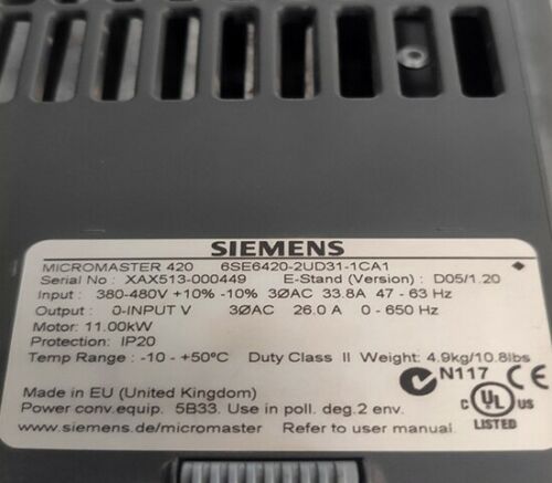 One NEW Siemens Inverter 6SE6420-2UD31-1CA1 One year warranty