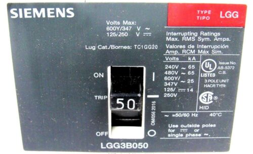 NEW SIEMENS LGG3B050L CIRCUIT BREAKER 50A 3 POLE 480V