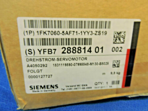 New Siemens 1FK7060-5AF71-1-1YY3-ZS19 Servo Motor Kuka Robot 1FK7060