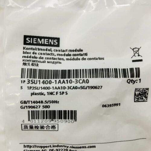 LOT OF 2 SIEMENS 3SU1400-1AA10-3CA0 CONTACT MODULE GB/T14048.5/50Hz /G190627 580