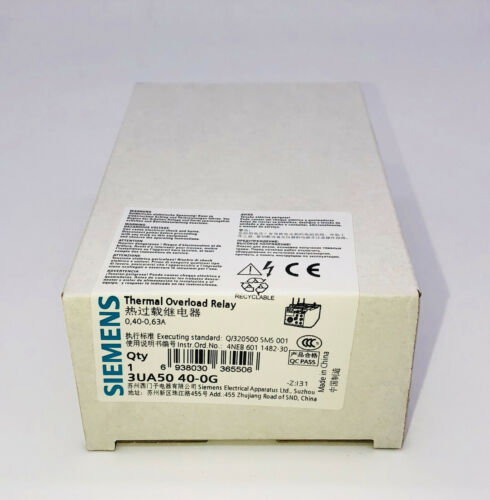 1PC NEW FOR SIEMENS Thermal overload relay 3UA5040-0G 0.4-0.63A